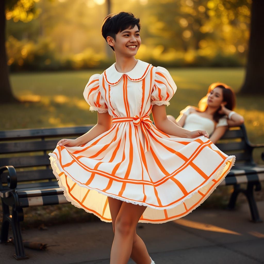 Dapper Young Man in Whimsical Dress, Surrounded by Love and ...
