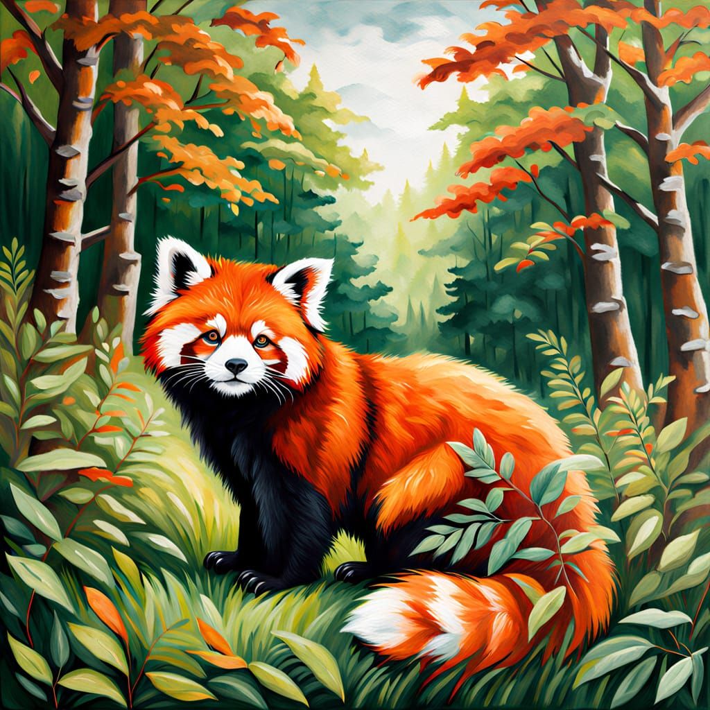 Red Pandas Play in a Peaceful Woodland Clearing