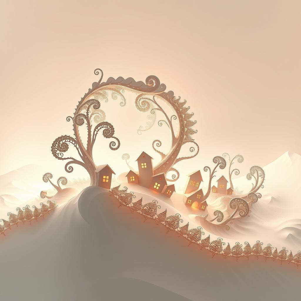 Fractal Fern Landscape with Zentangle Details