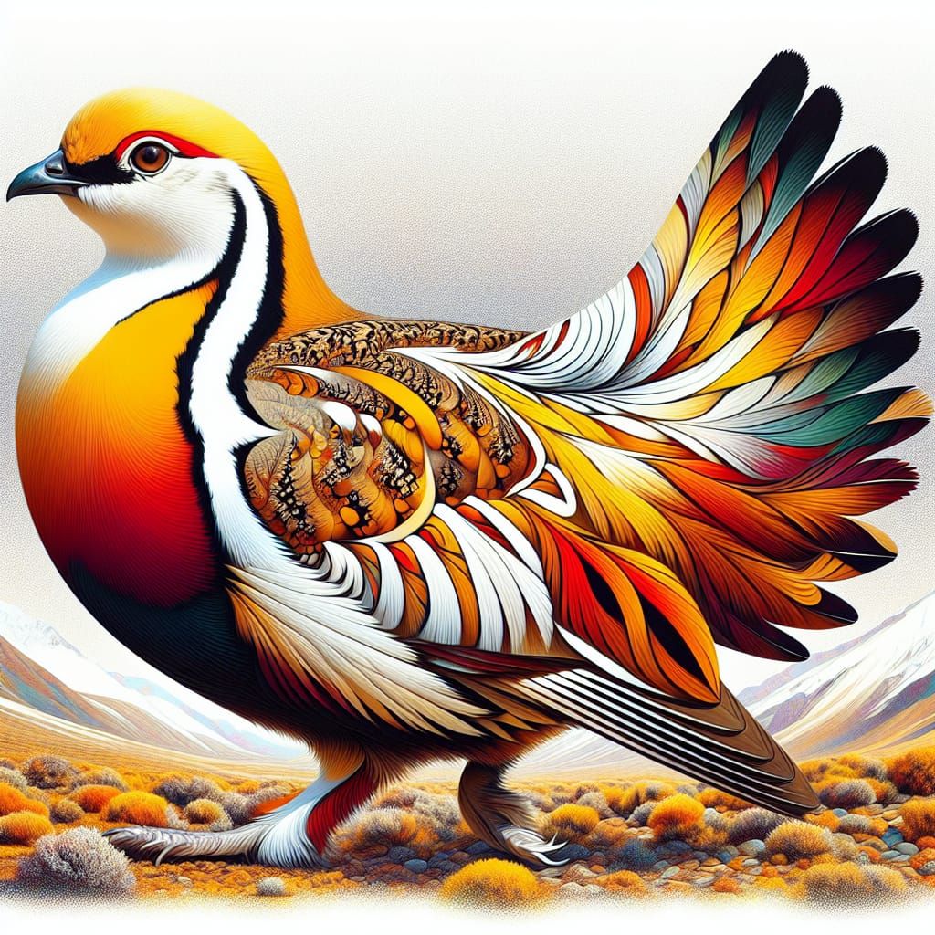 Vibrant Pin-tailed Sandgrouse in Iranian Landscape
