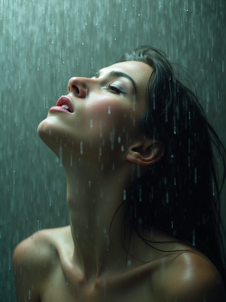 Abstract Glass Art Reflecting Rain and Emotion