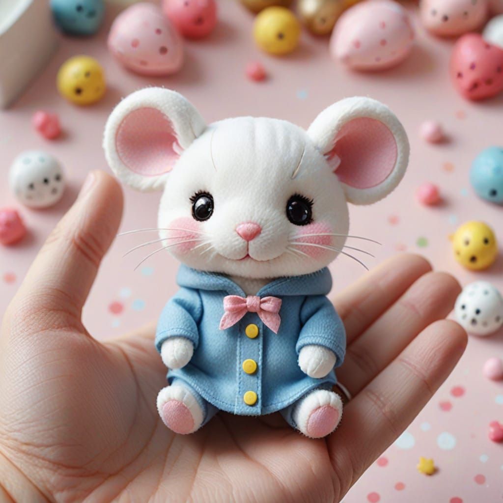 Kawaii chibi cute soft focus sweet mouse doll