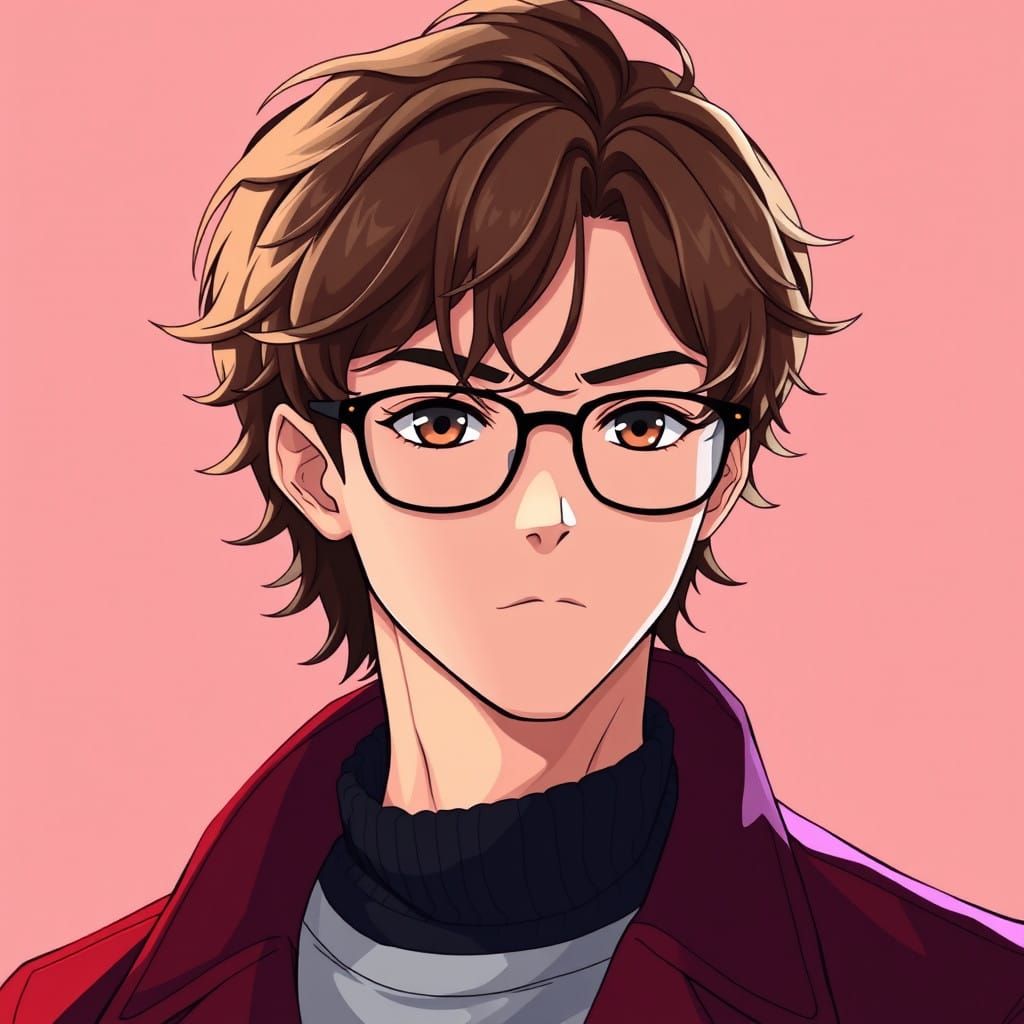 Rugged Anime Hero in Dark Red Coat