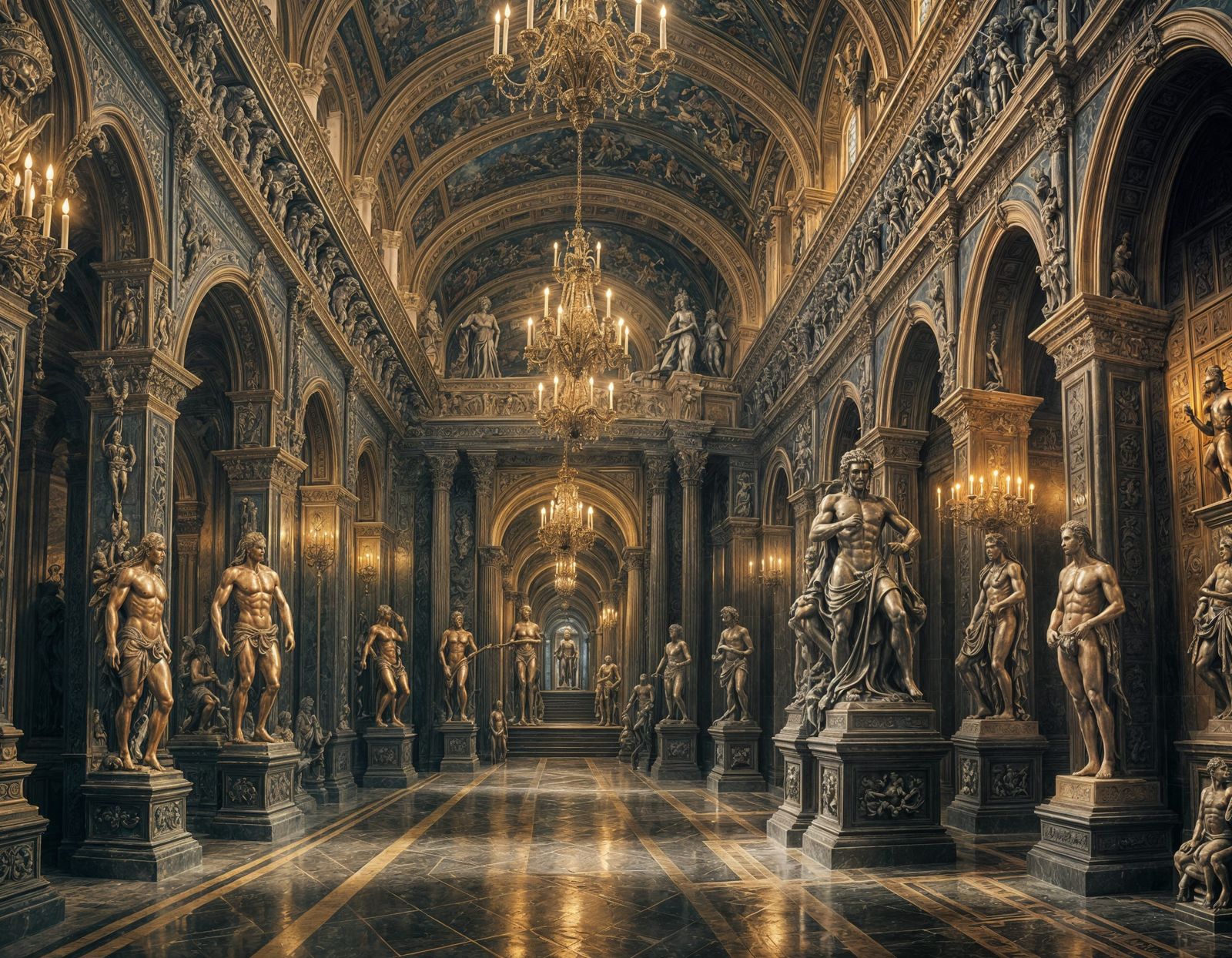 Greeko-Gothic Hallway of Sculptures