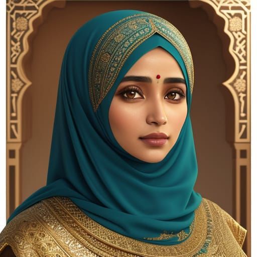 Kerala Woman in Hijab: Vibrant Digital Art