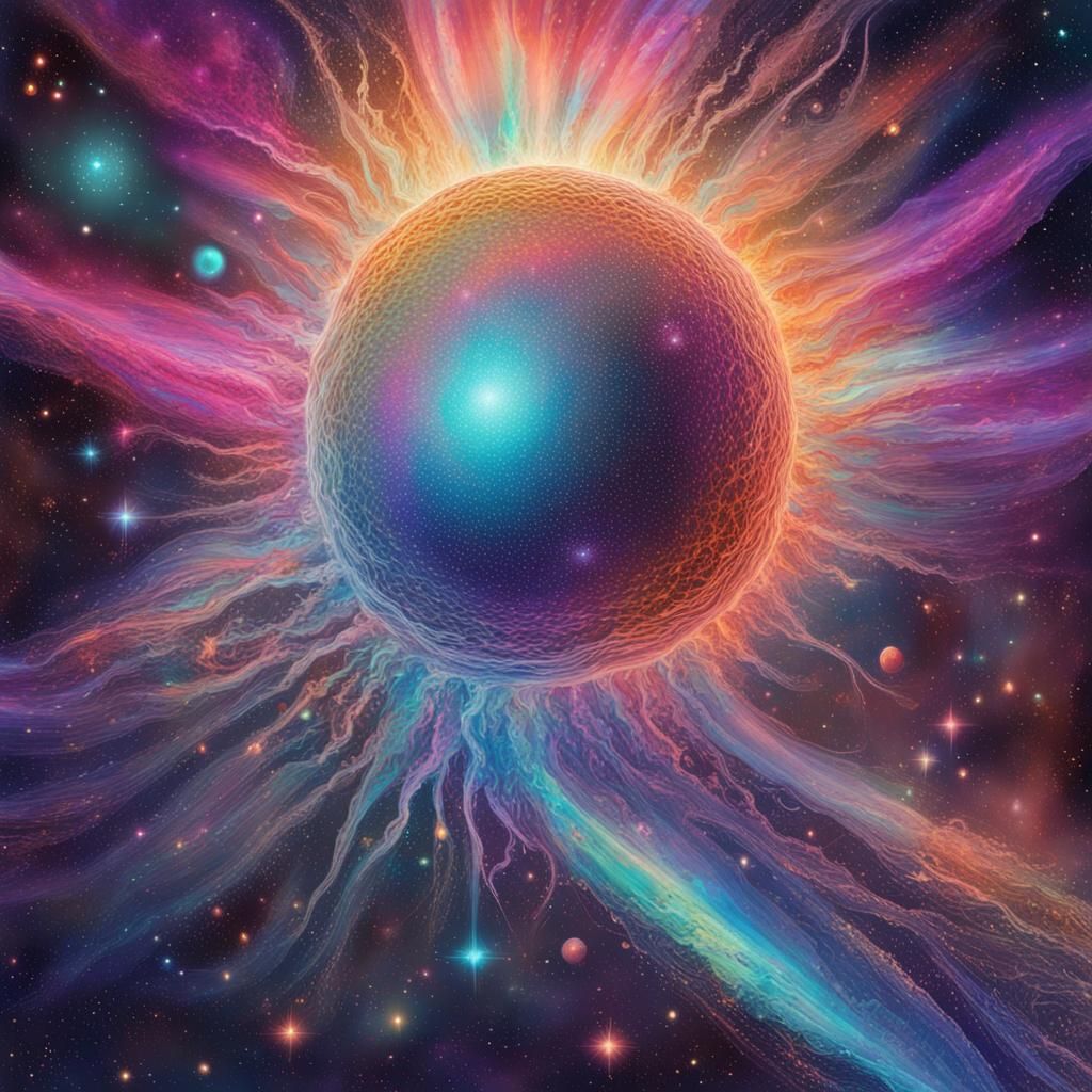 Cosmic Comet Illustration in Holographic Style