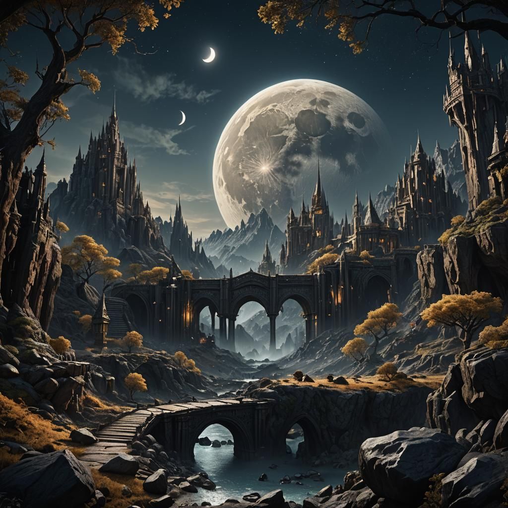 Detailed Matte Painting of the Moon in 8K