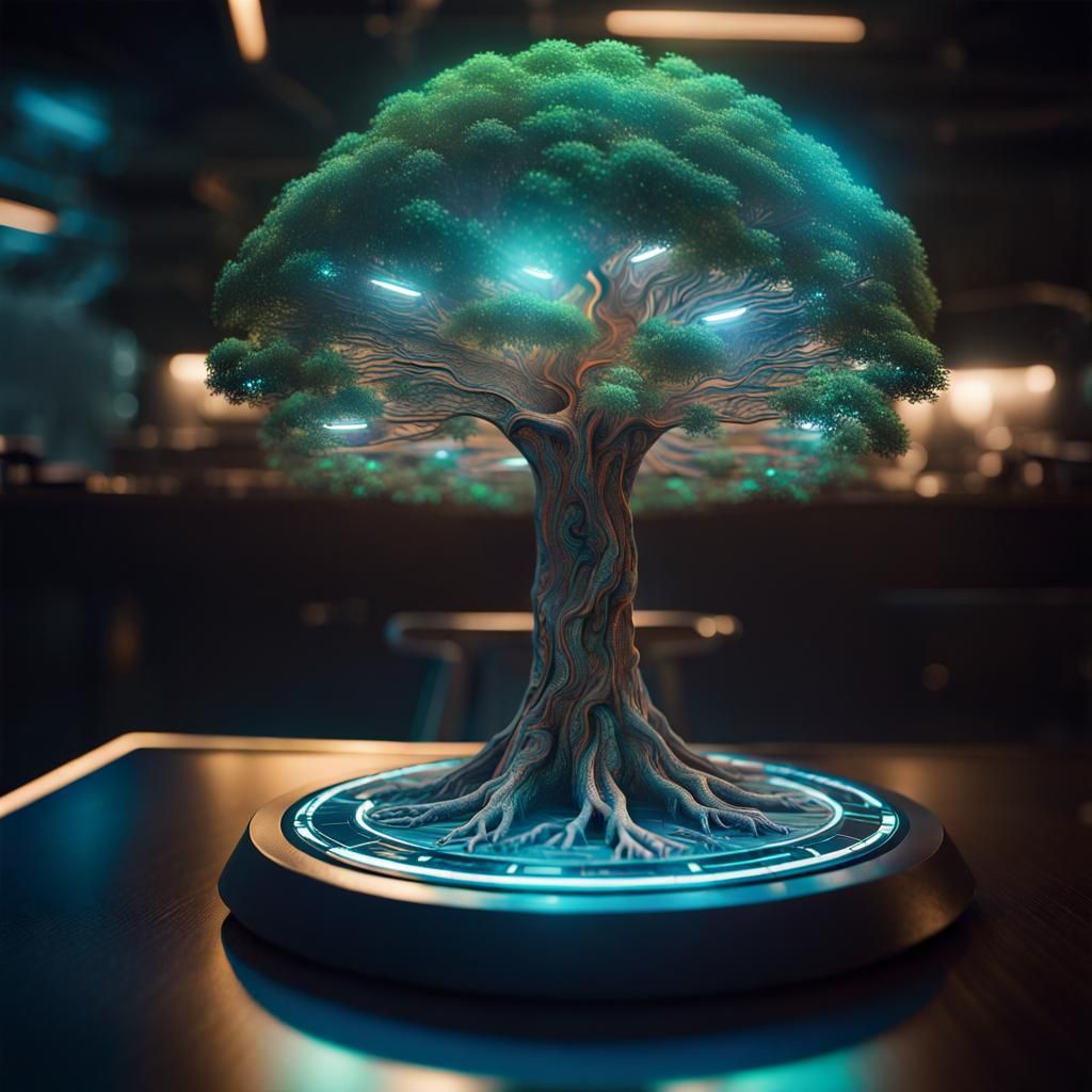 Futuristic Holographic Tree of Life in Space