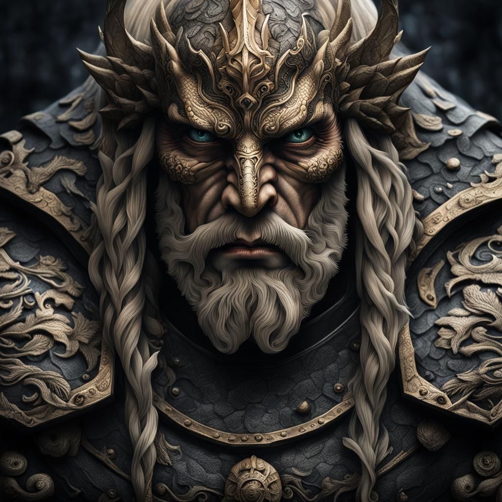 Warrior Demigod with Hebrew Tattoos: Hyperrealistic Portrait