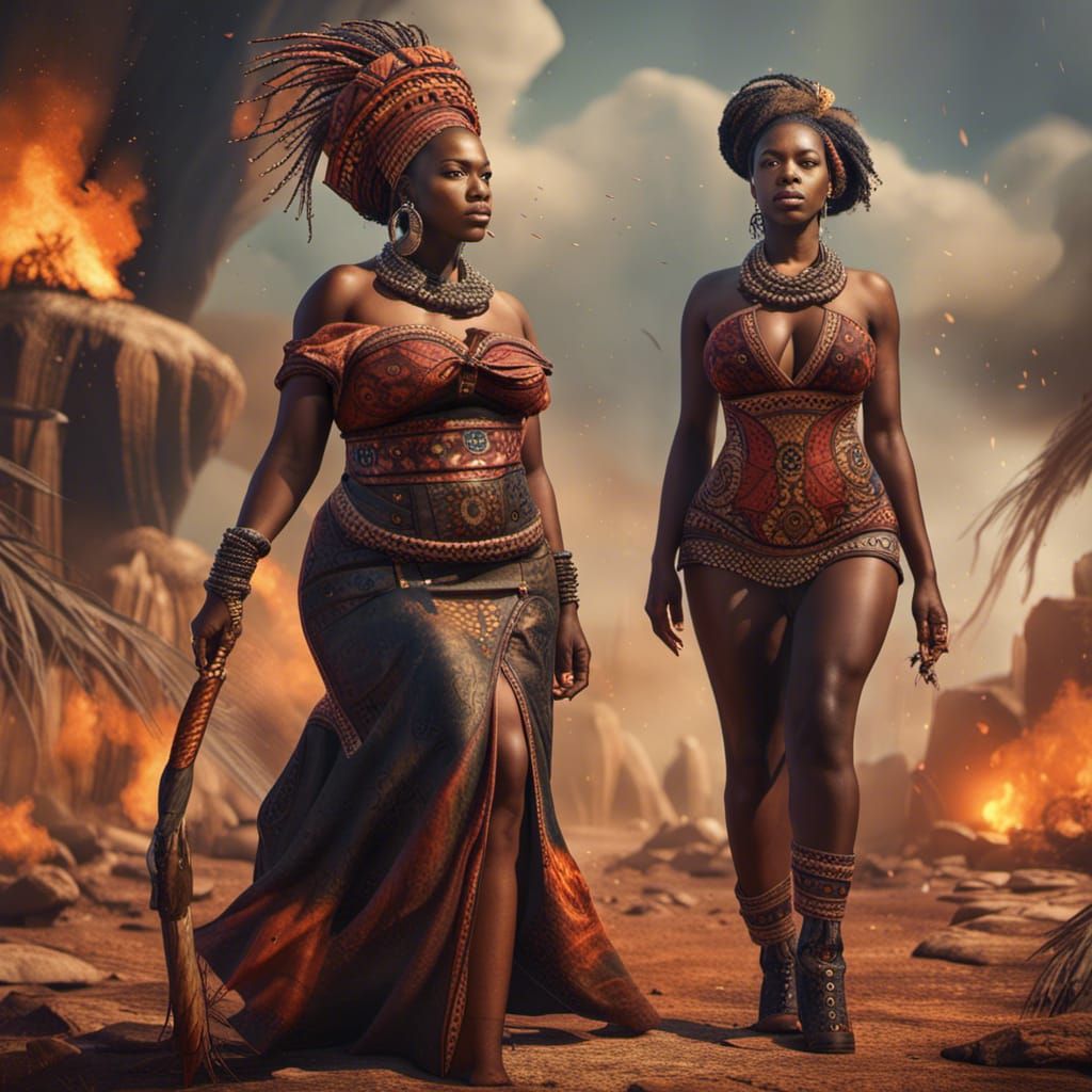 African Woman Rising: Detailed Fantasy Concept Art
