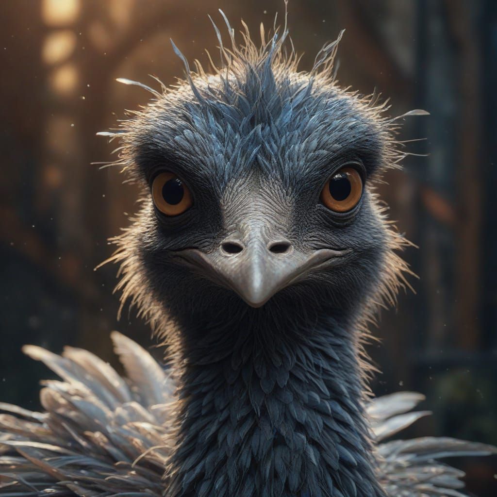 Intricately Detailed Emu Portrait in Hyper-Realistic Digital...