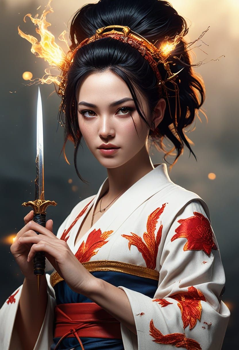 Epic Cyberpunk Elf Warrior in Battle-Scarred Arena