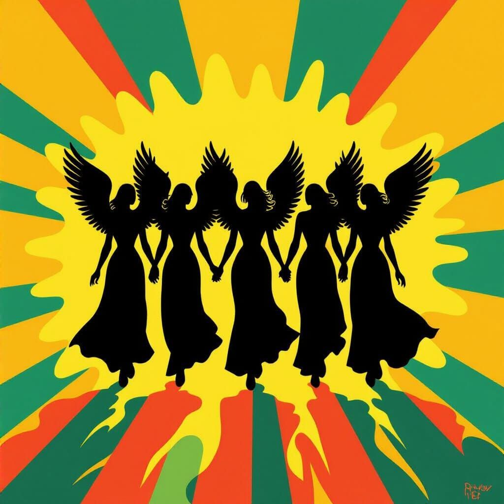 Angels in Bauhaus Modernism with Optical Illusions