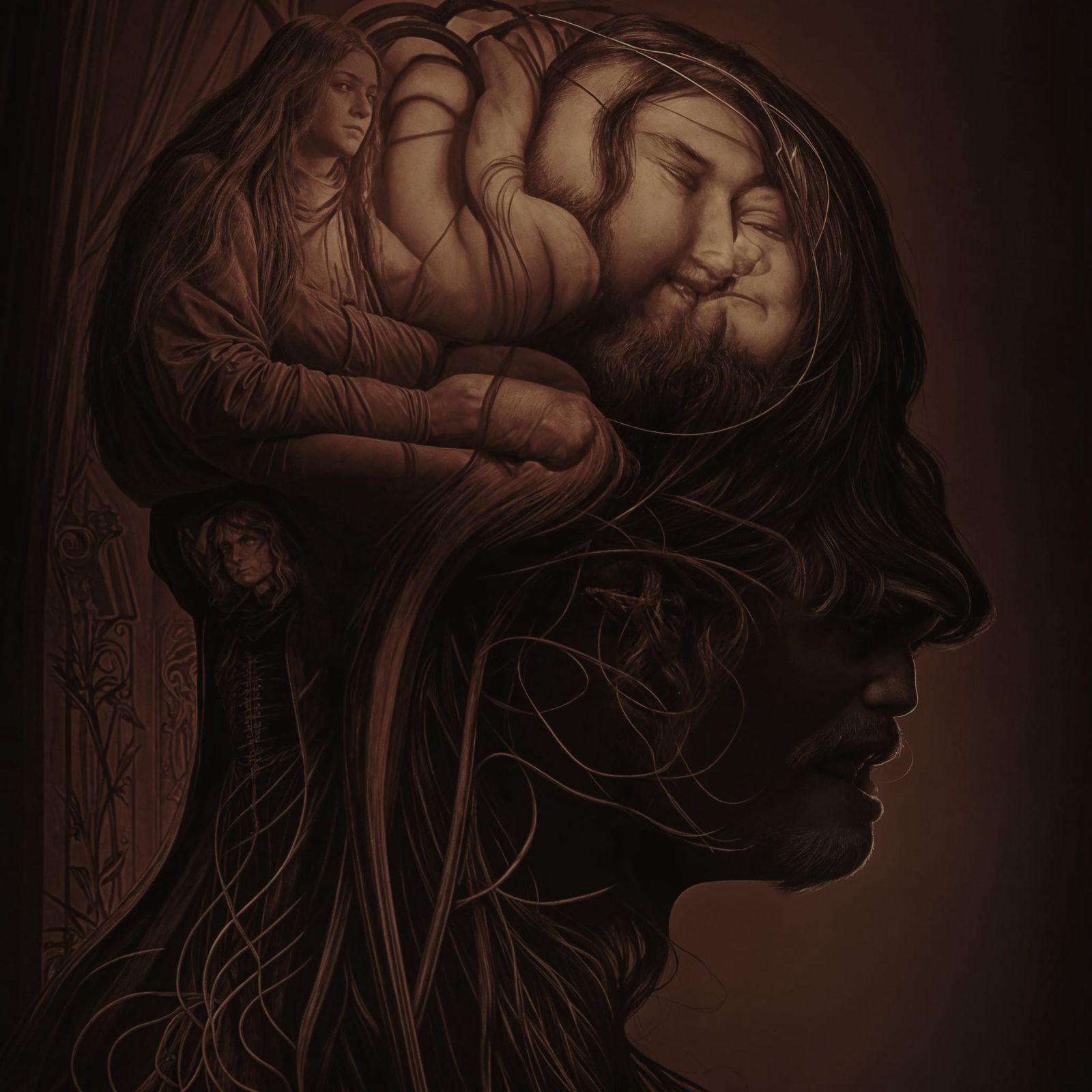 Anatomical Brain Illustration in Albrecht Dürer Style