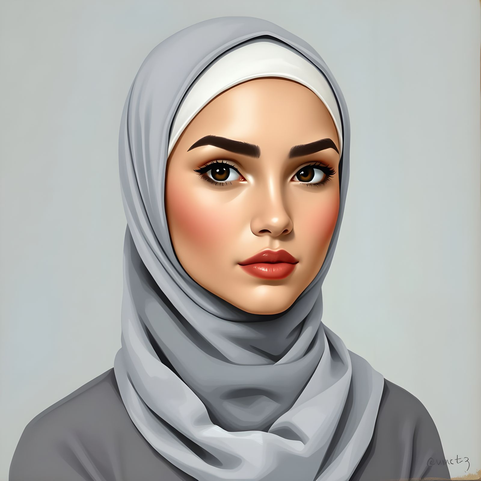 Hijabi Woman Portrait in Modern Oil Painting Style