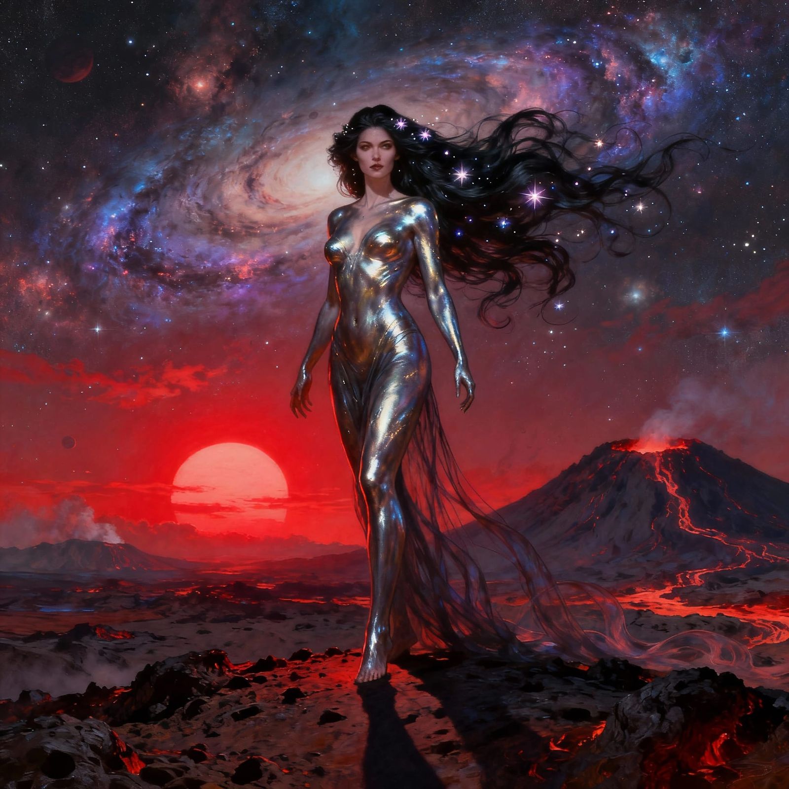 Shimmering Witch on Mercury, Cosmic Fantasy Art