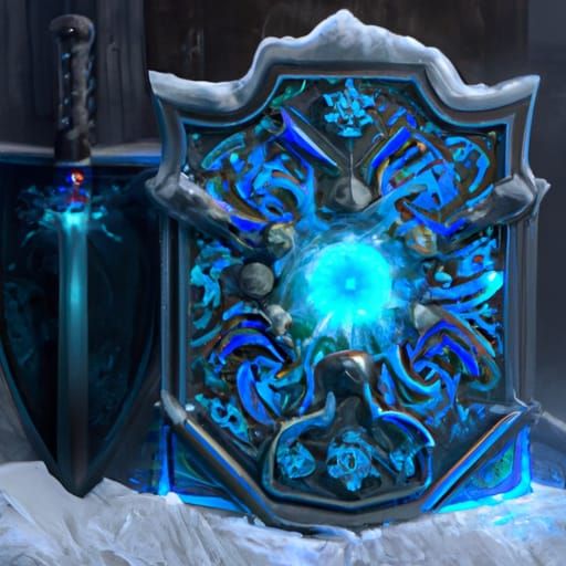 Magical Frost Shield in Dark Fantasy Style