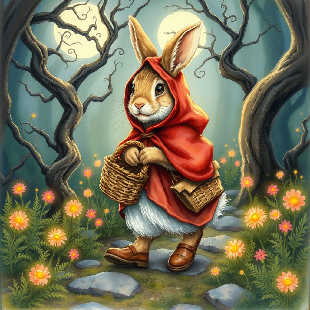 Whimsical Bunny Wanders Through Enchanted Forest in Beatrix ...