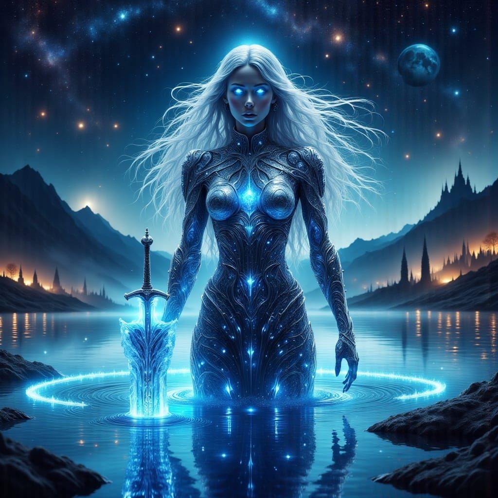 Holographic Lady of the Lake on Alien Planet