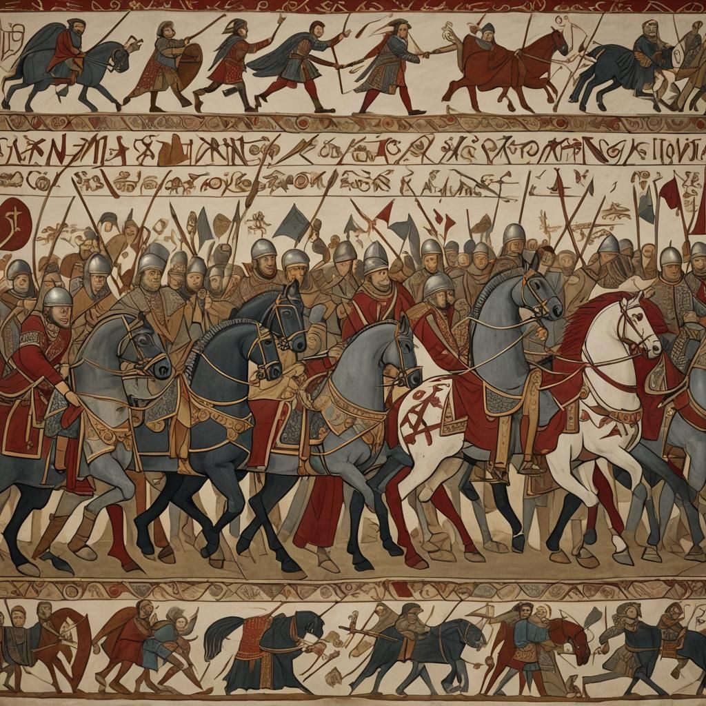 Battle of Hastings in Bayeux Tapestry Style