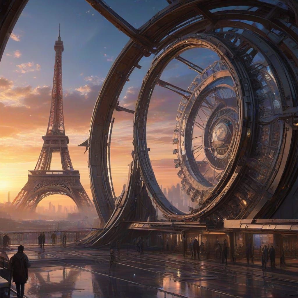 Futuristic Station With Planet View Concept Art