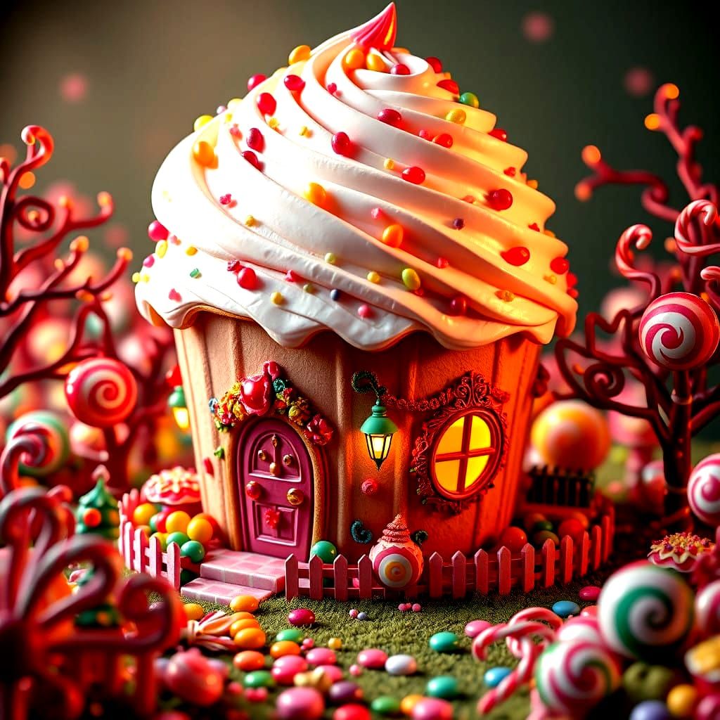 Whimsical Cupcake House in Unreal Engine 5 Style
