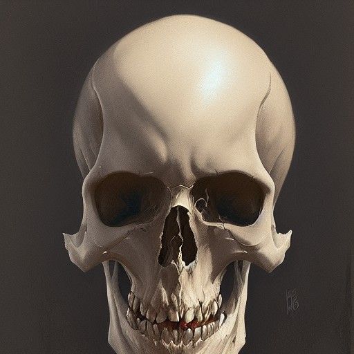 Sinister Skeletal Figure Shocked, Gothic Horror Art