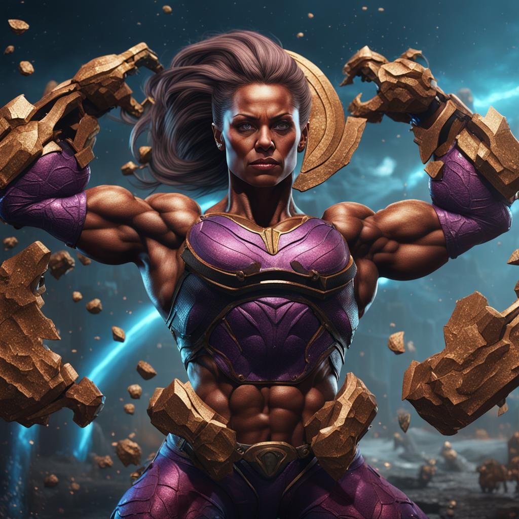 Detailed Matte Painting of a Female Bodybuilder