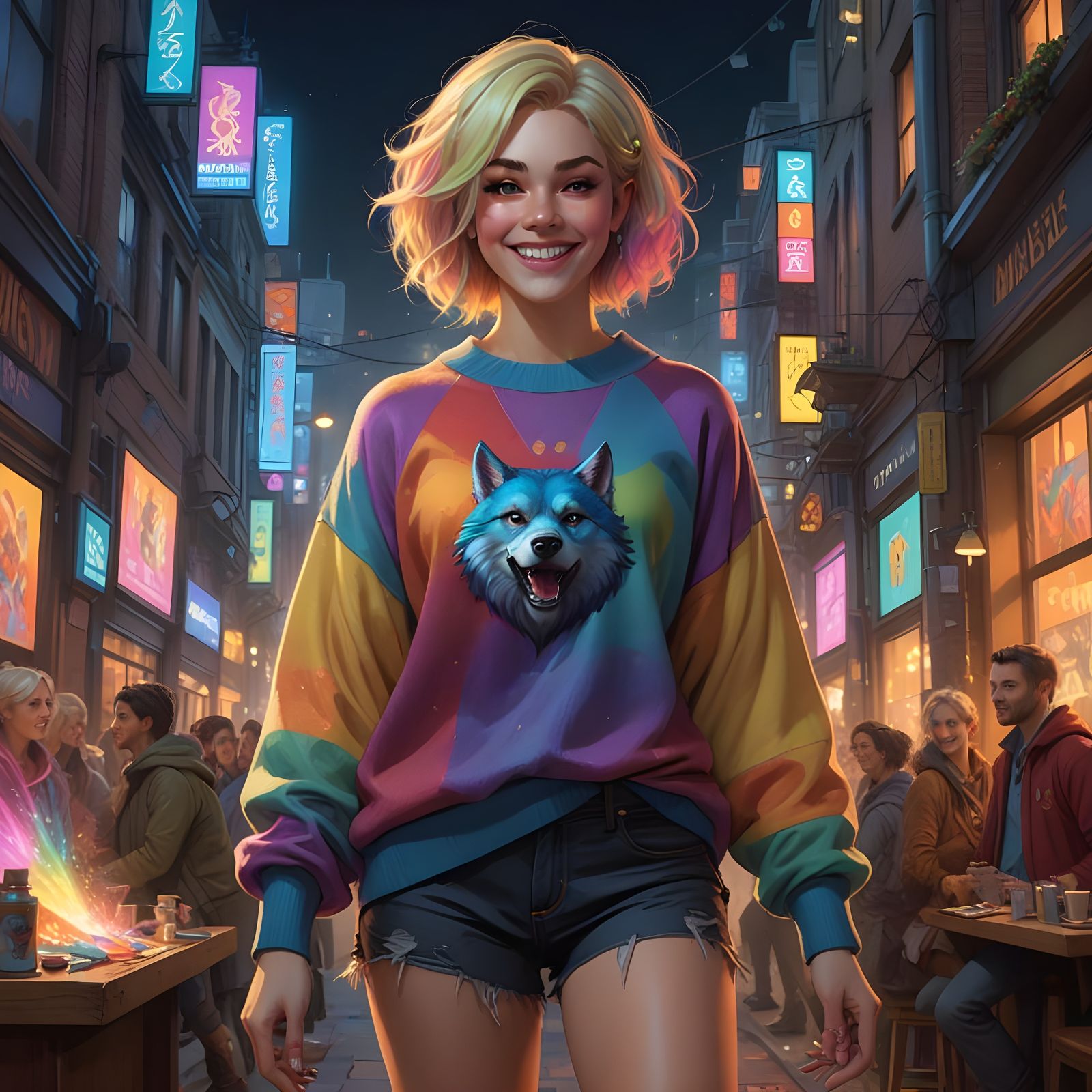 Pastel Rainbow Werewolf Girl in Splendid Midsummer Portrait