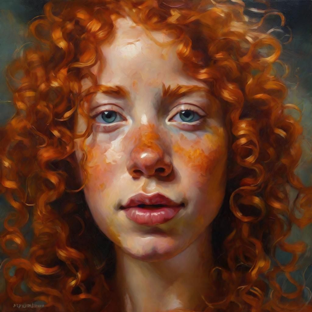 Expressive Oil Painting of a Ginger Girl