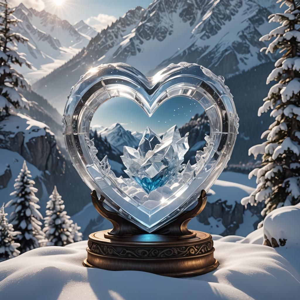 Enchanted Heart Phial on Snowy Mountain