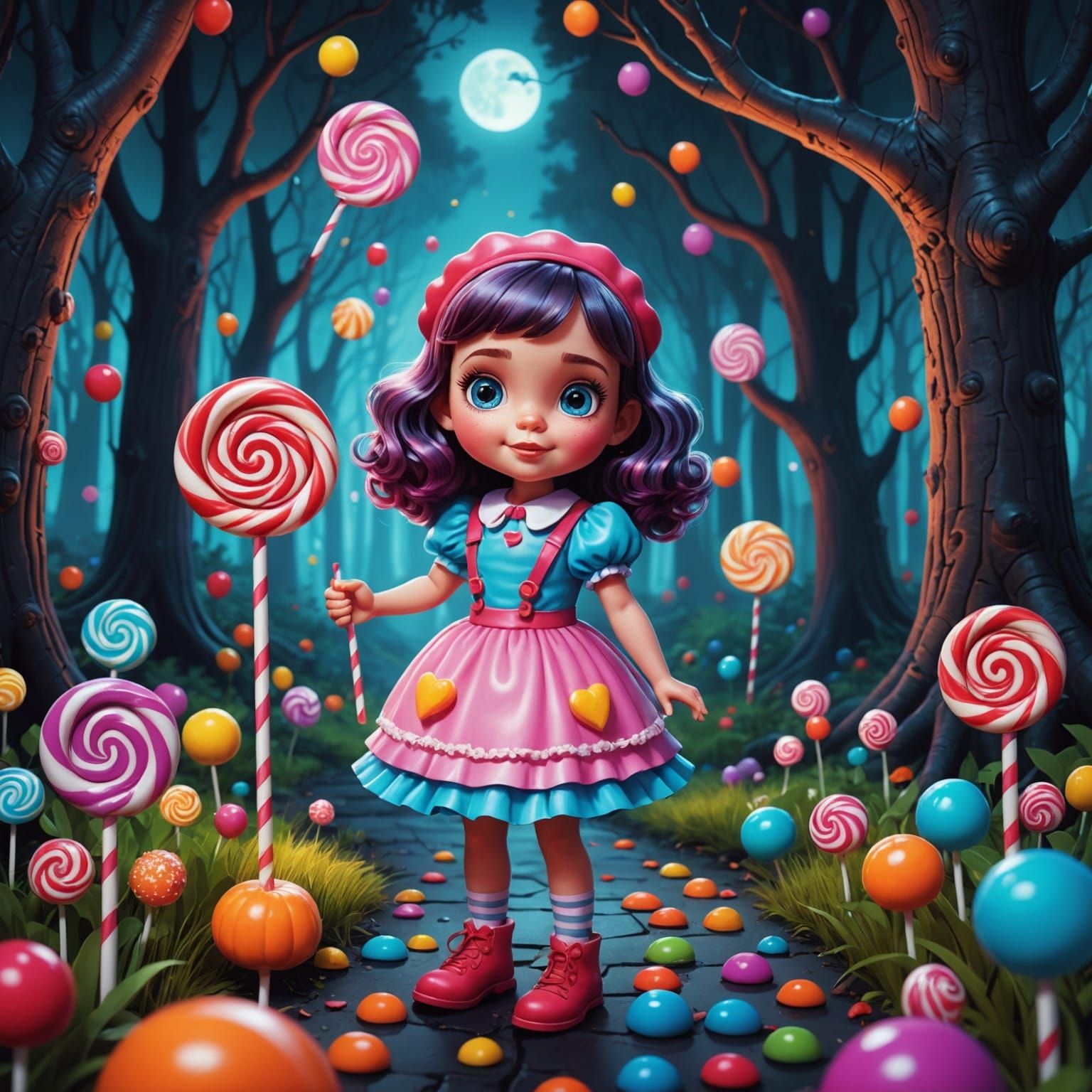 Candy Girl in Spooky Candyland Art