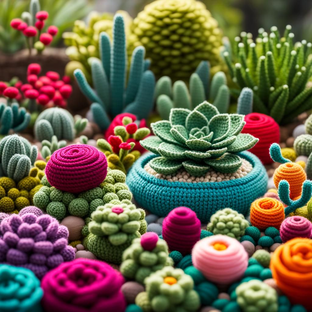Colorful Crochet Succulent Garden in Amigurumi Style
