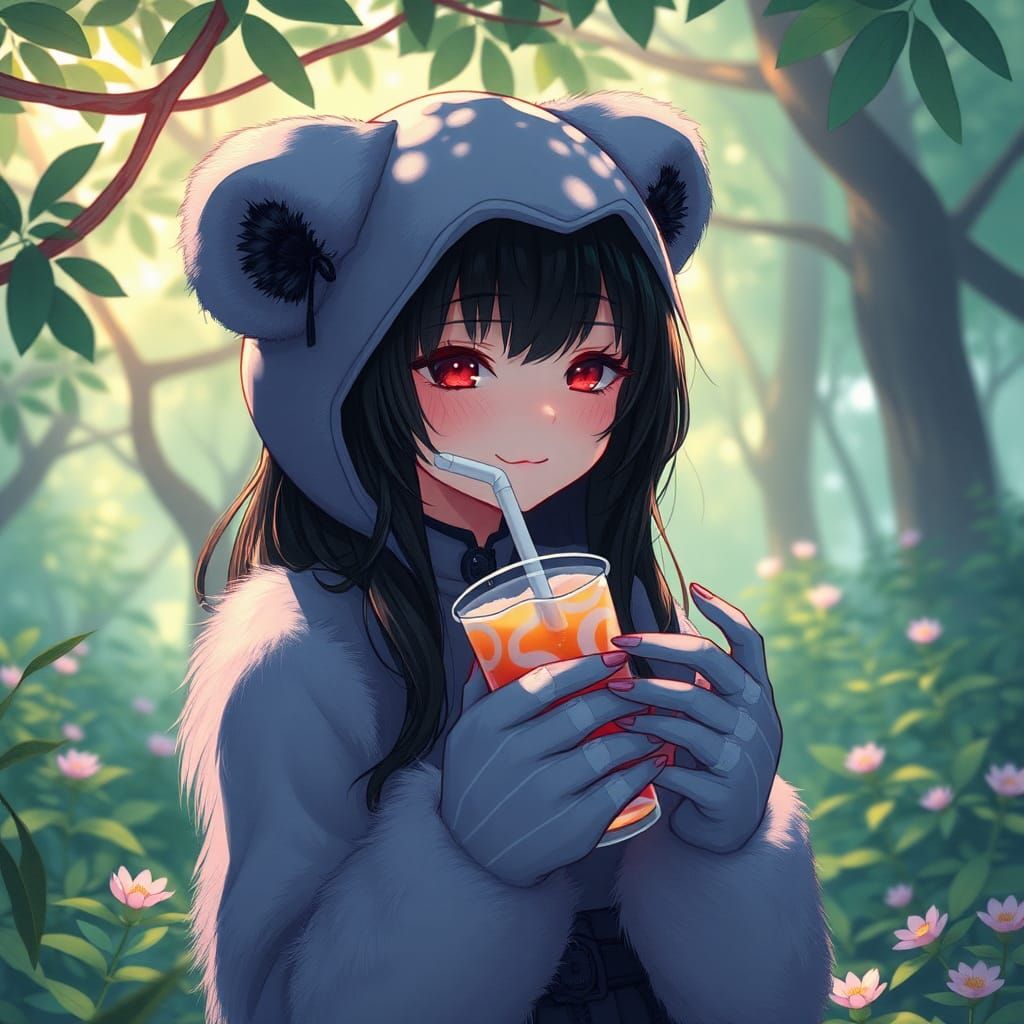 Capture the moment when the emo girl takes a blissful pause ...