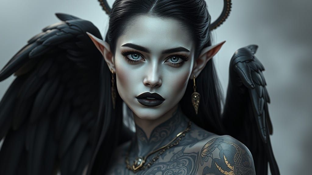 Ethereal Fallen Aasimar in Golden Glory