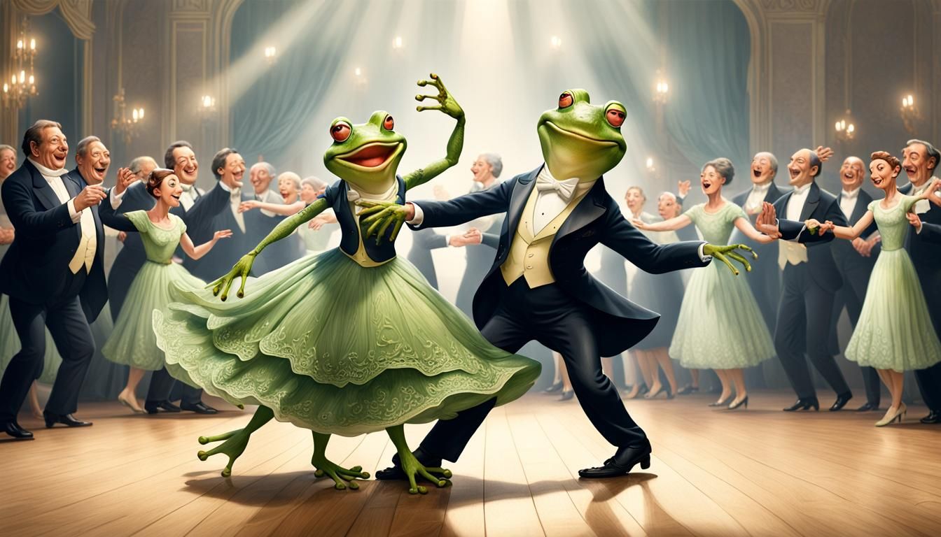 Dancing Frog Lovers: A Funny Caricature