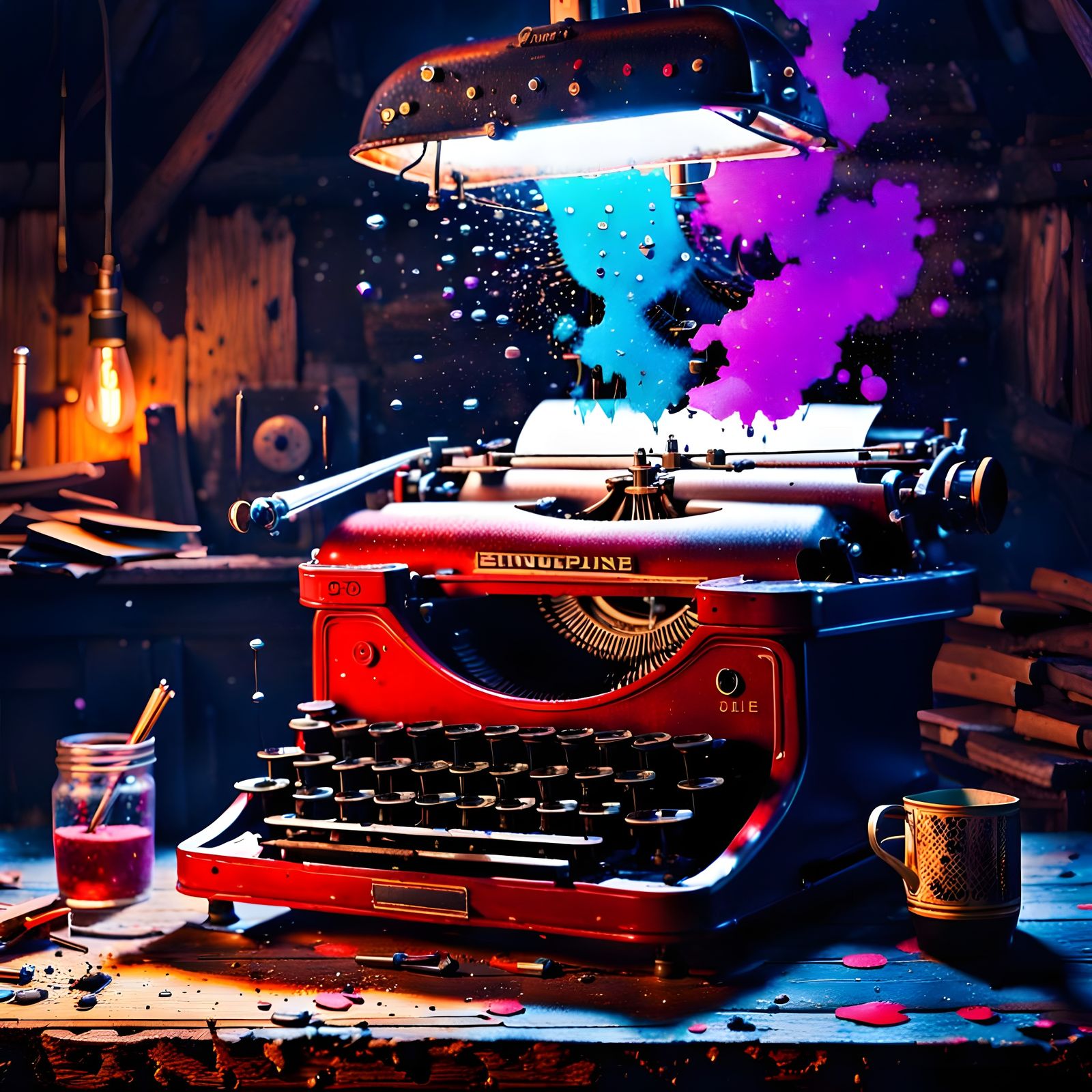 Colorful Ink Splatter Art in Punk Style