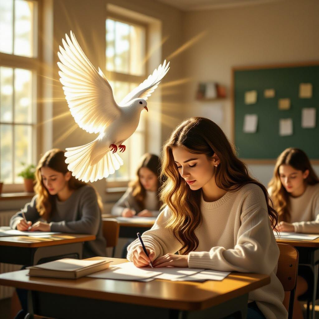 Divine Inspiration for Student Taking Test in School