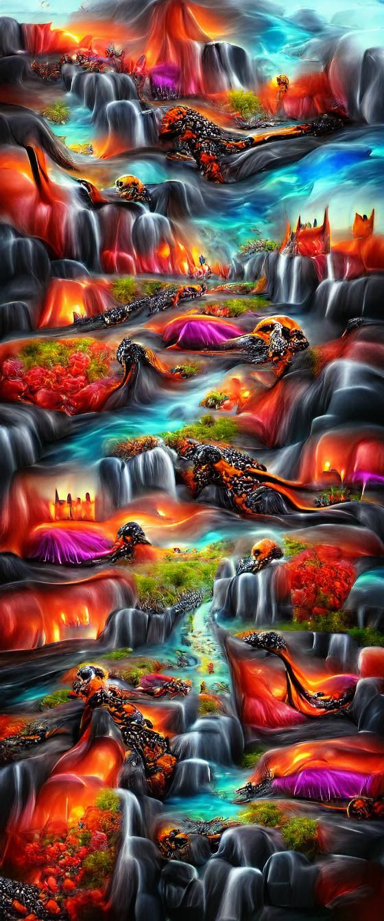 Fantasy Lava River and Reanimating Skeletons