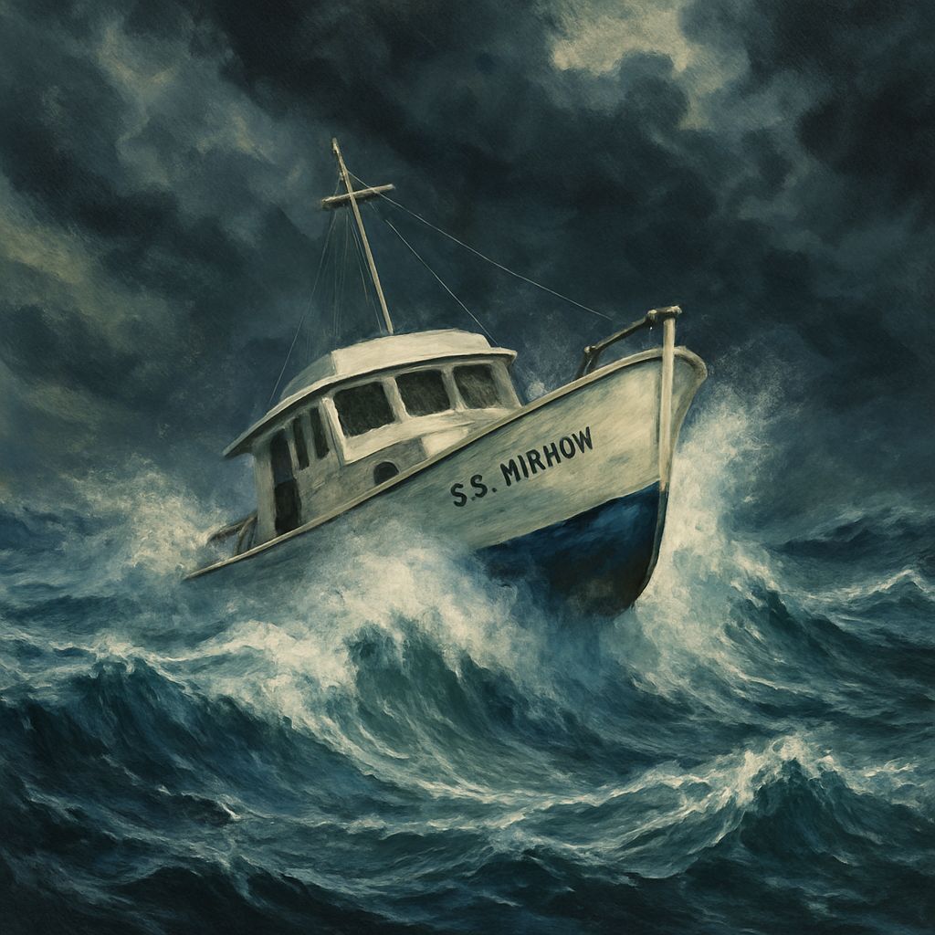 Small Boat Tossed in Rough Seas