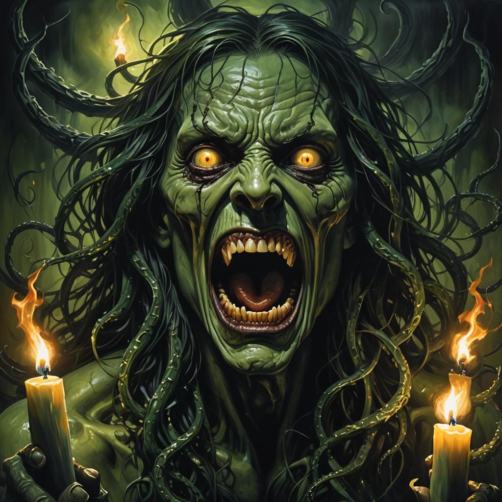 Sinister Dark Fantasy Portrait of Screaming Figure