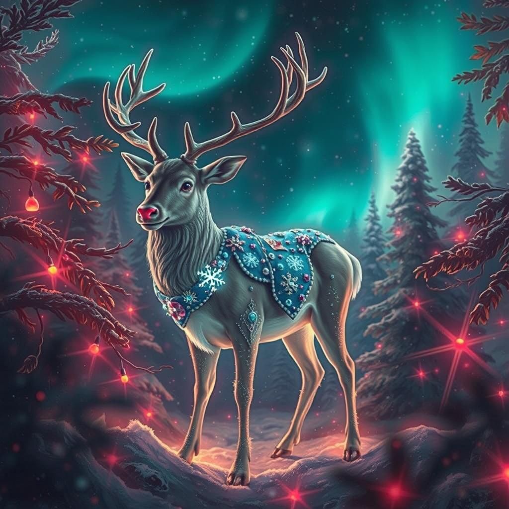 Magical Rudolph Reindeer in Autumn Forest