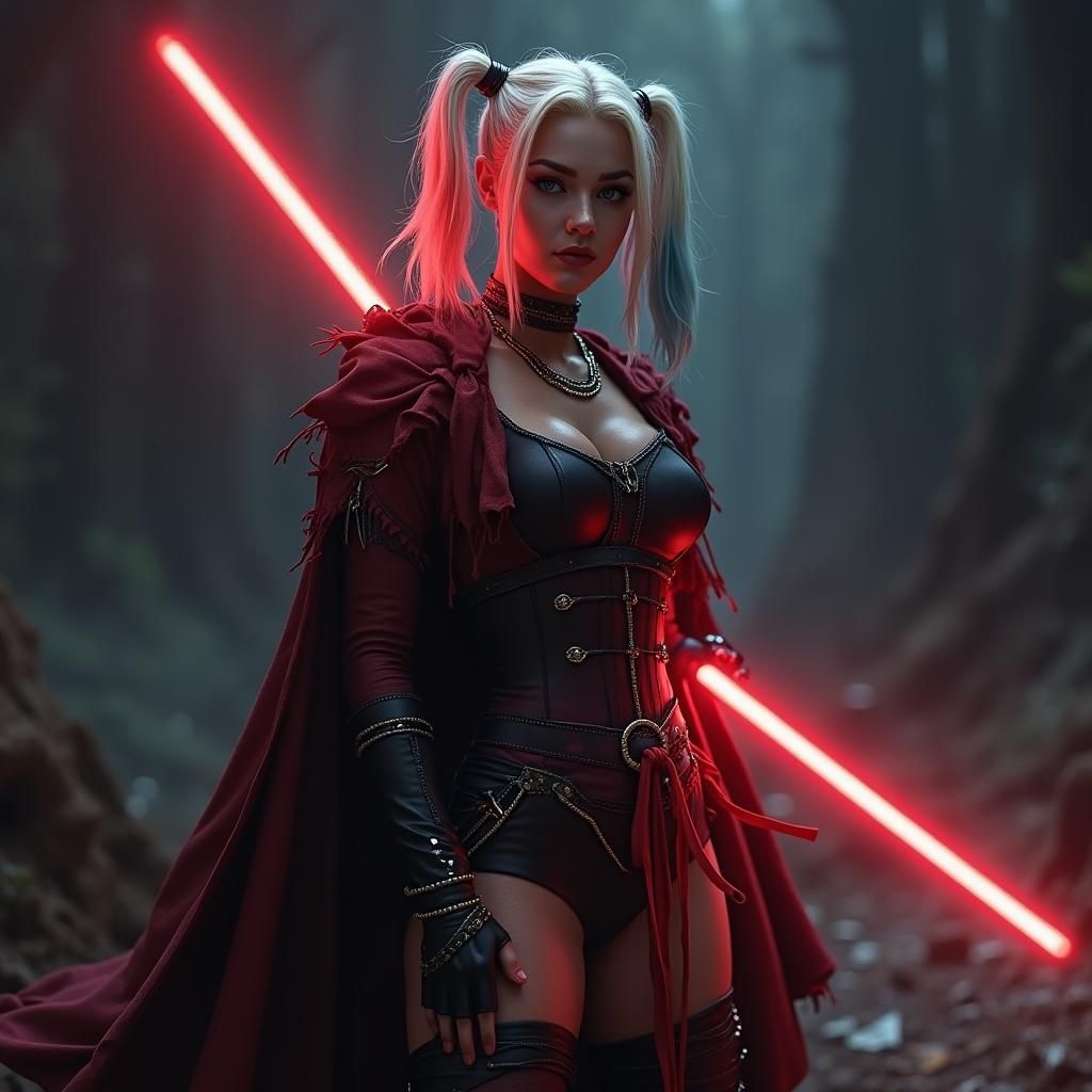Harley Quinn as Sith Lord with Lightsaber