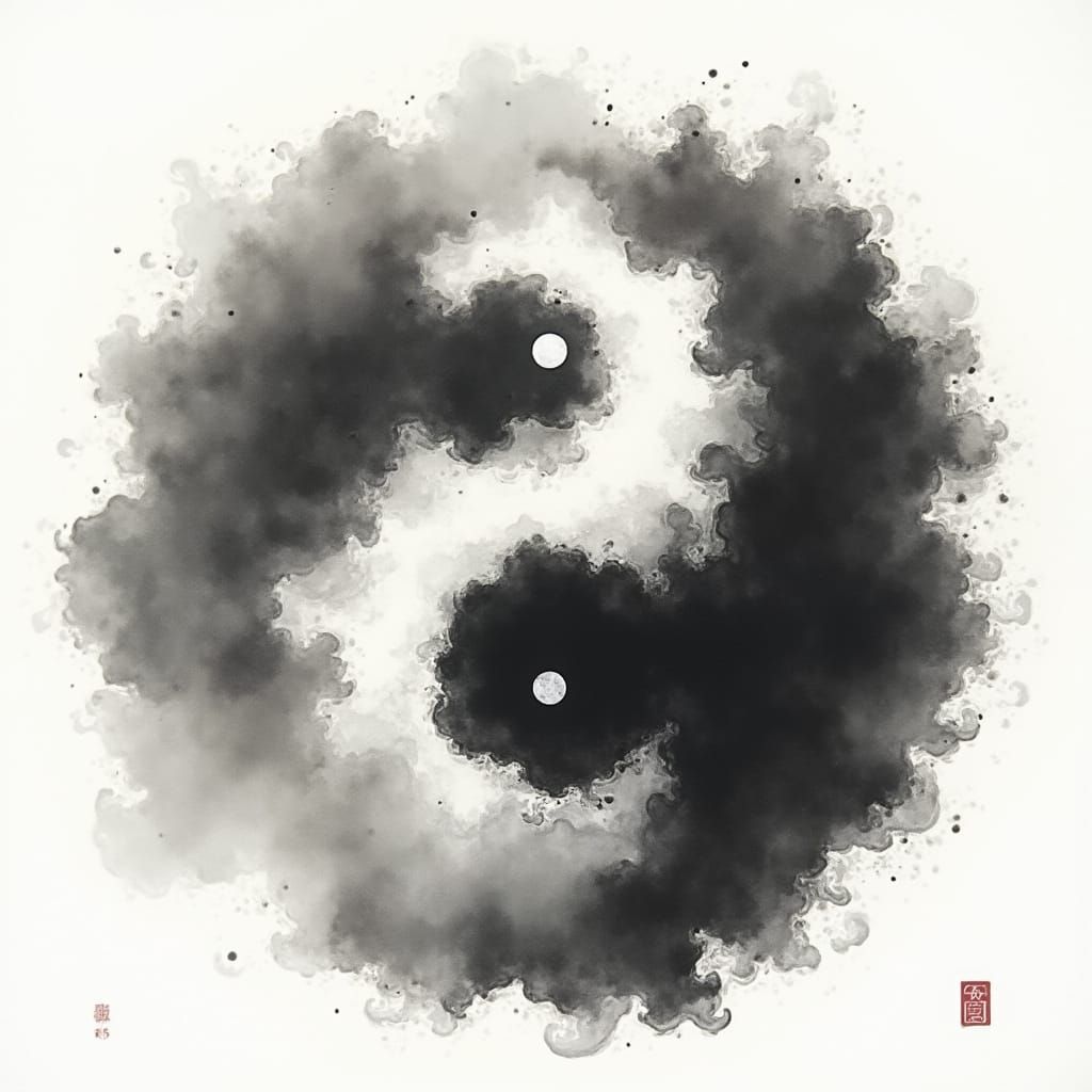 Yin and Yang: Harmonious Balance in Ink Wash