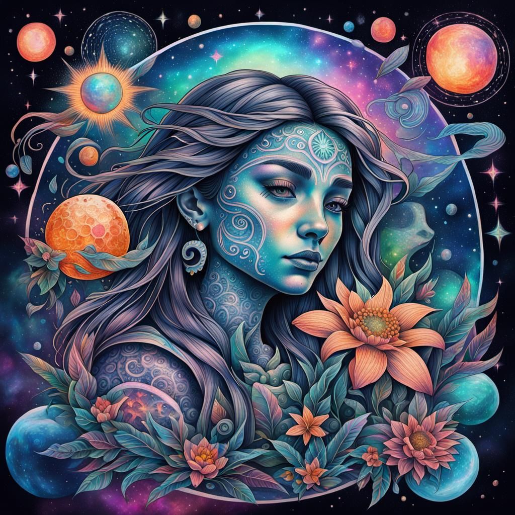 Holographic Cosmic Tattoo Design of Friends