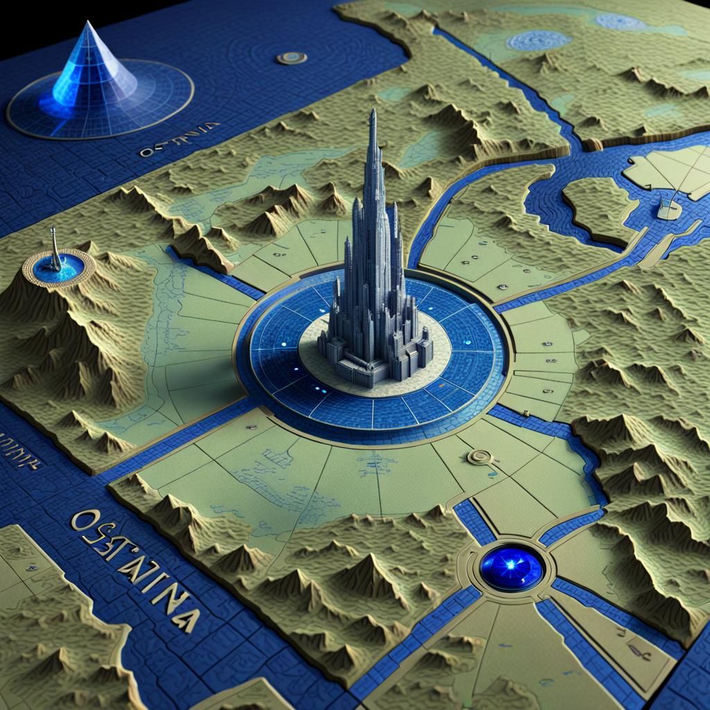 Sci-Fi Holographic Topographic Map of Ostania