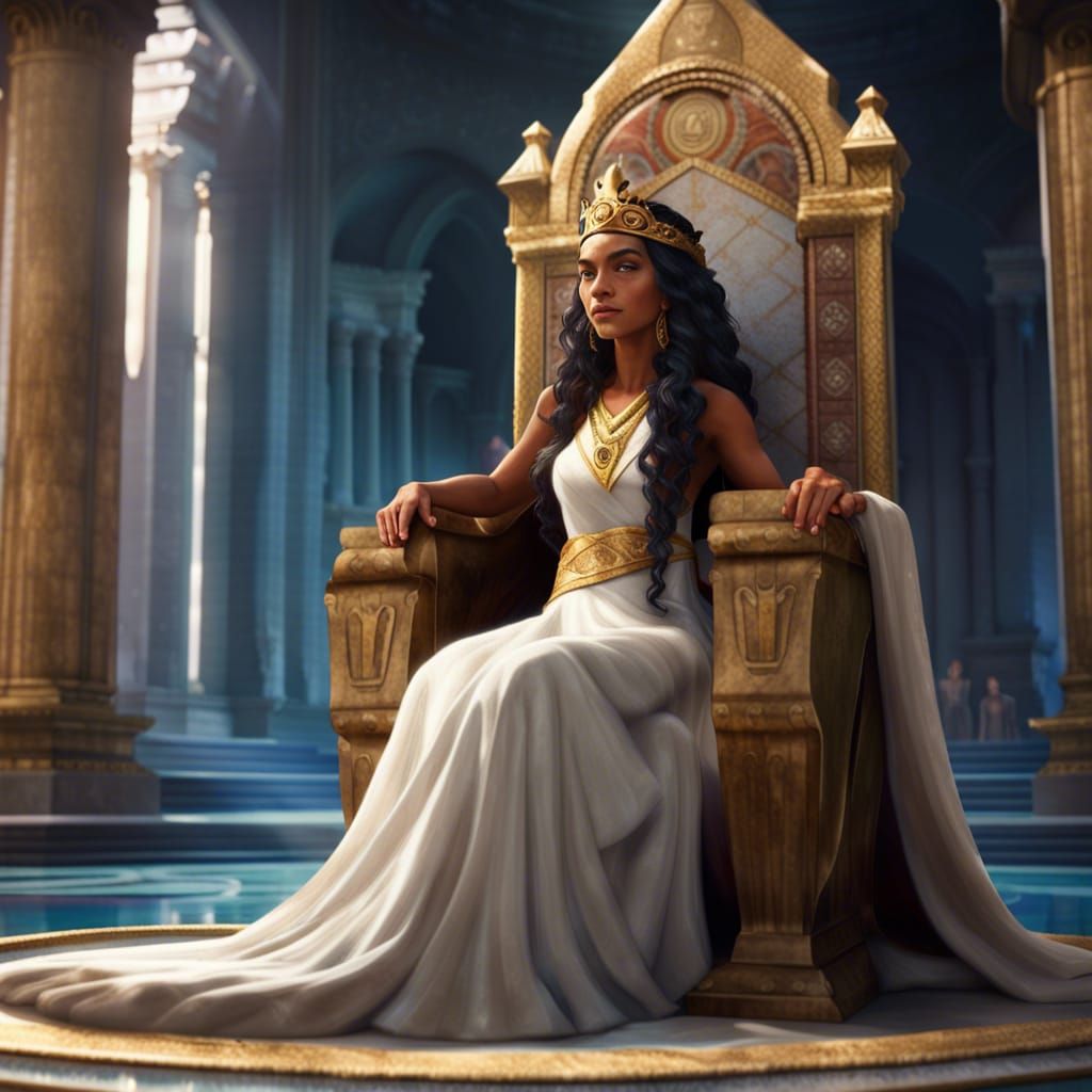 Greek Goddess Raya on Marble Throne