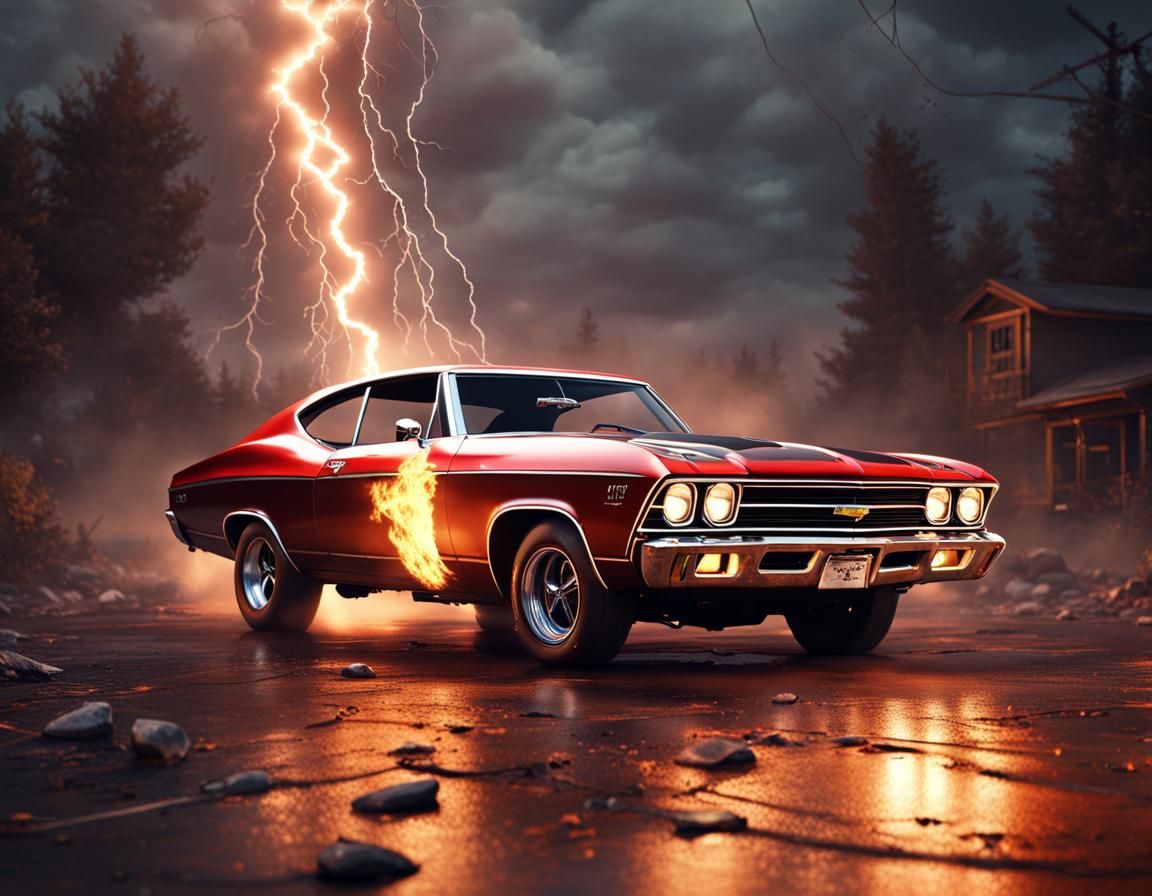 Fiery 1969 Chevy Chevelle in Fantasy Art