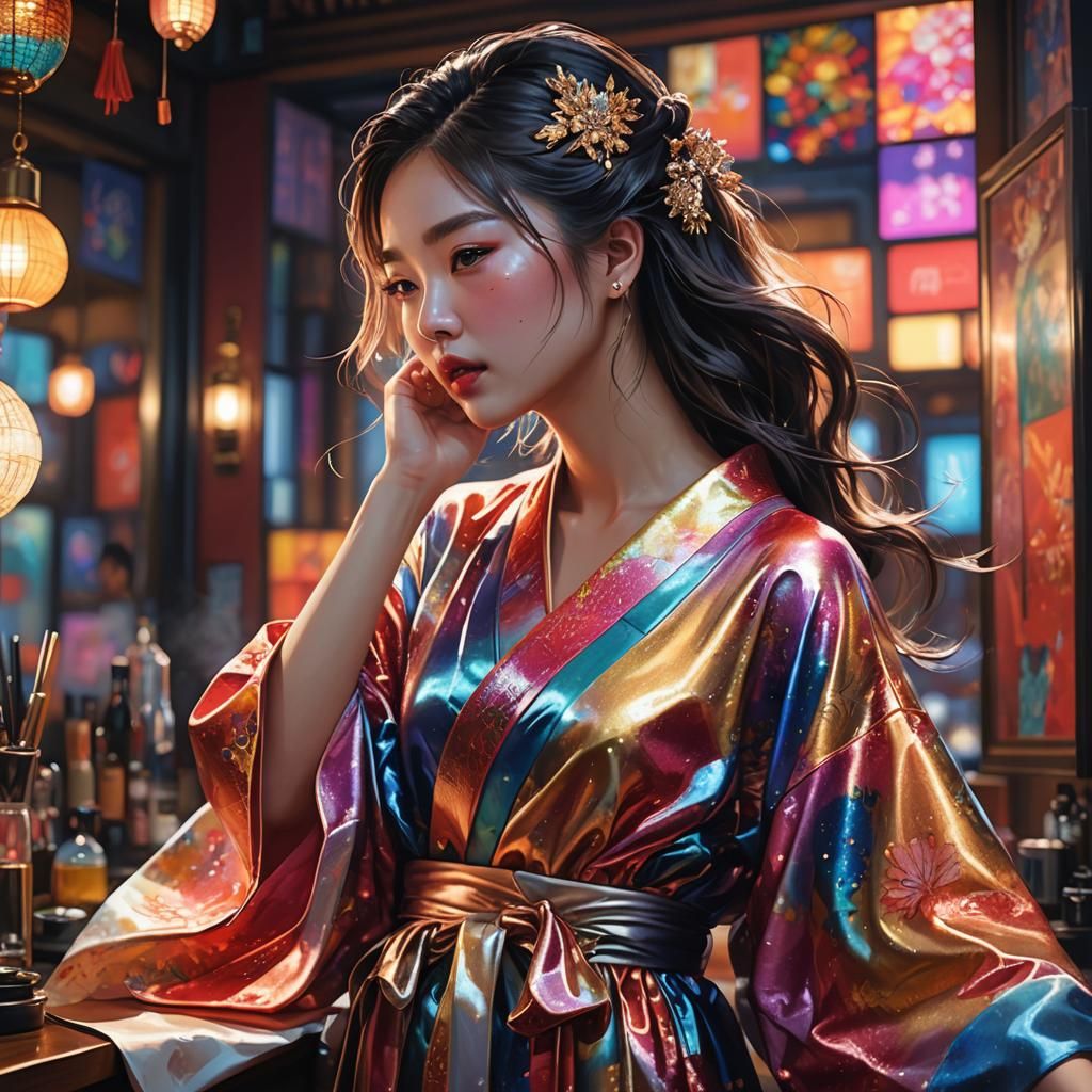 Glamorous Korean Girl Prepares for Night Out