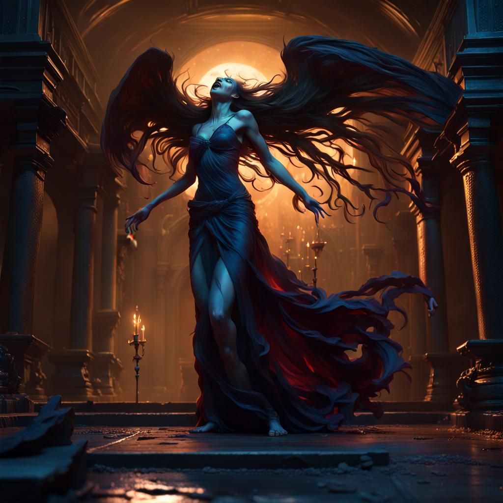Ethereal Banshee in a Dark Fantasy Night